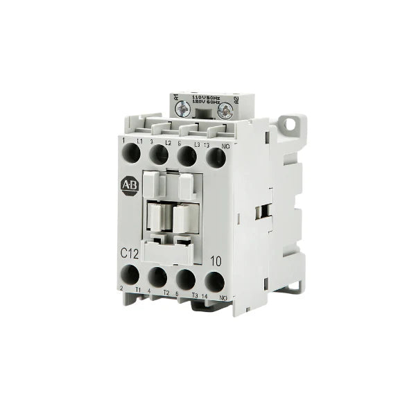 Contator Allen-Bradley 100-C12D10, configuração 3 polos, 12A, 24V DC, ideal para controle eficaz industrial.