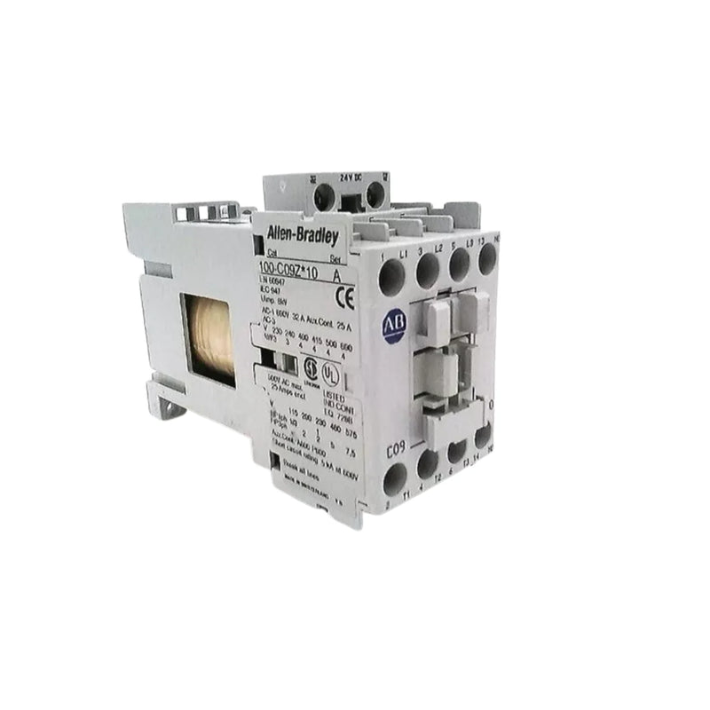 Contator Allen-Bradley 100-C09ZJ10 MCS-C, ideal para automação e controle industrial, 9A e bobina 24V DC.
