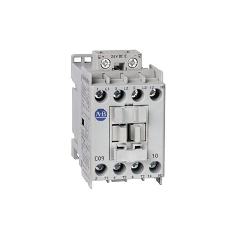 Contator Allen-Bradley 100-C23EJ01 MCS-C, corrente de 23A, 24V AC/DC, design compacto, ideal para automação industrial.