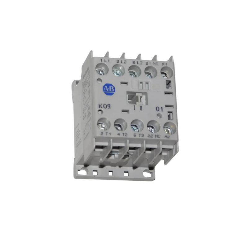 Contator mini Allen-Bradley 100-K09DJ01, 9A, 24V DC com diodo, contator compacto IEC para controle industrial.