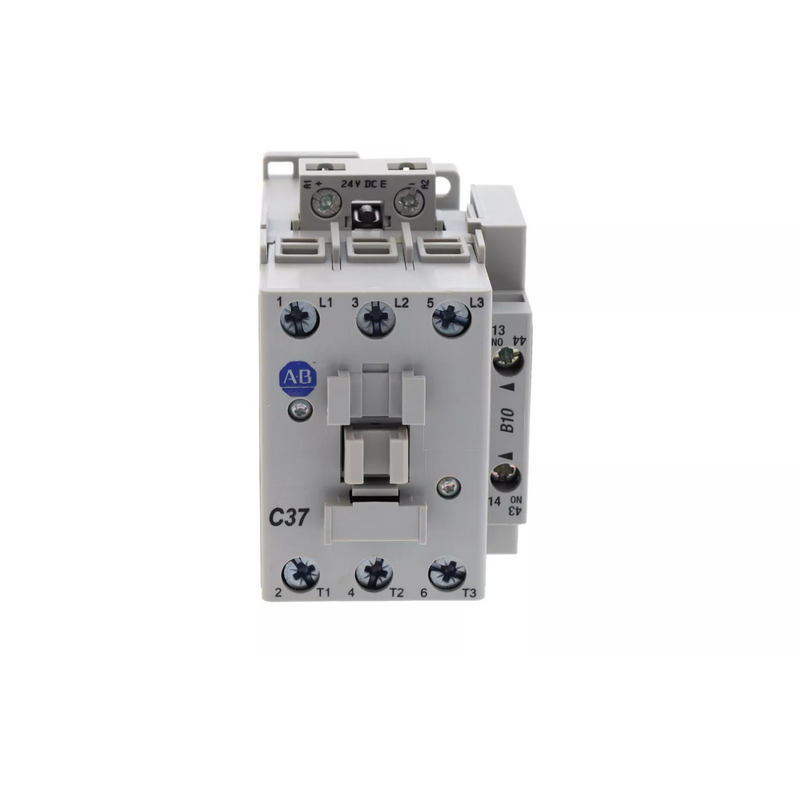 Contator compactado Allen-Bradley 100-C37EJ10 com 37A e bobina eletrônica 24V DC para controle industrial