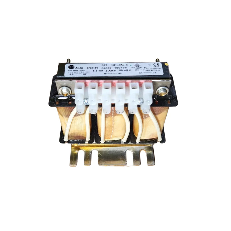 Reator Allen Bradley 1321-3R4-B, trifásico, 4A, 6.5mH, para aplicações em acionamento CA e redução de harmônicos.
