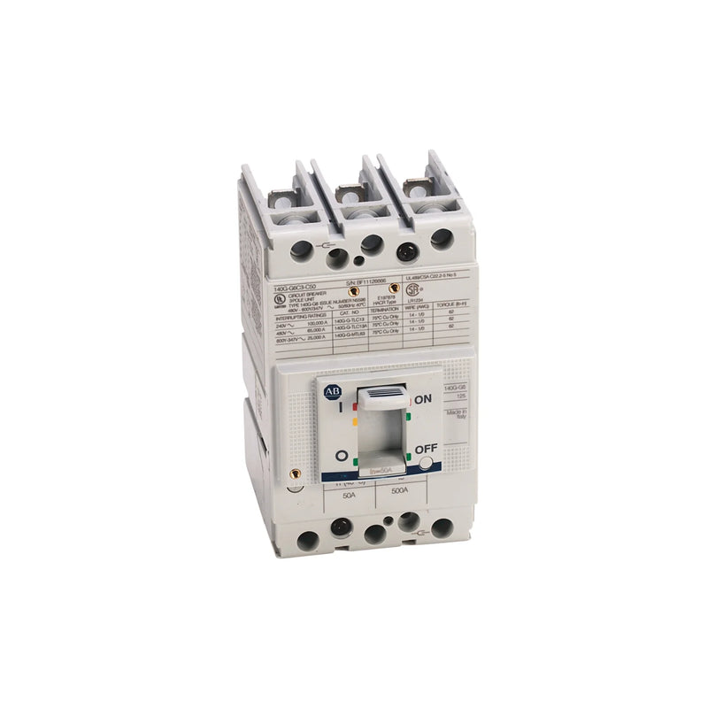 Imagem do disjuntor Allen-Bradley 140G-G6C3-C20 com 3 polos e proteção térmico magnética, ideal para indústria.