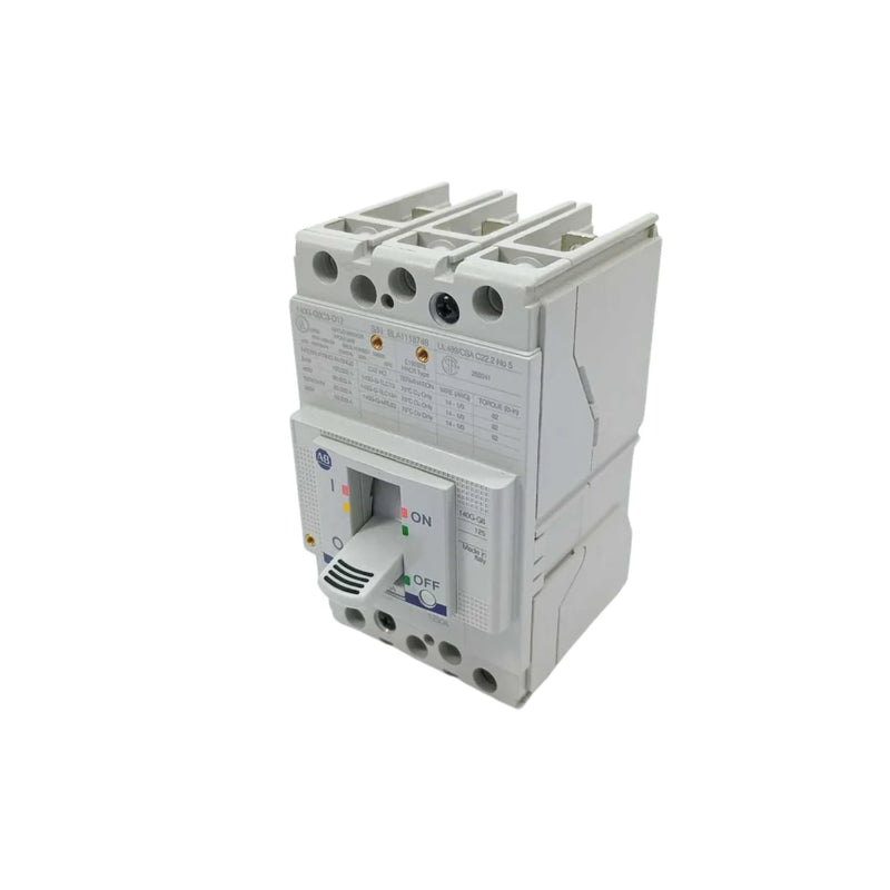 Disjuntor de caixa moldada Allen-Bradley 140G-G6C3-D10 para proteção elétrica industrial com 100A e 3 pólos.