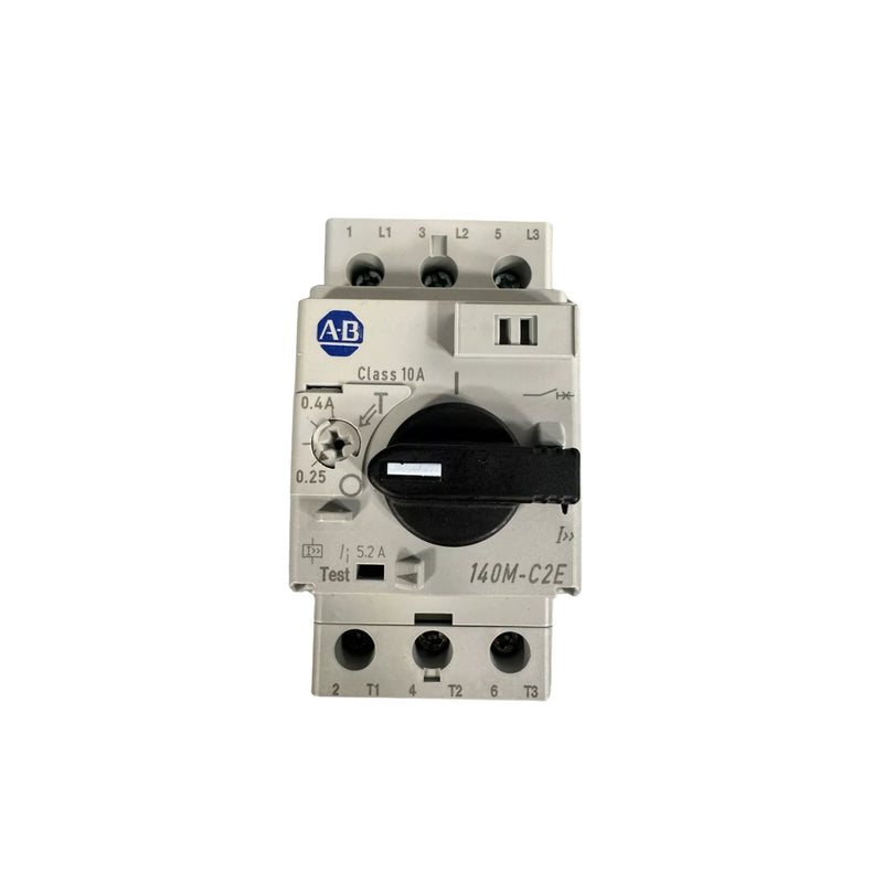 Disjuntor Allen-Bradley 140M-C2E-A40 para proteção de motor, faixa de corrente 0,25-0,4A.