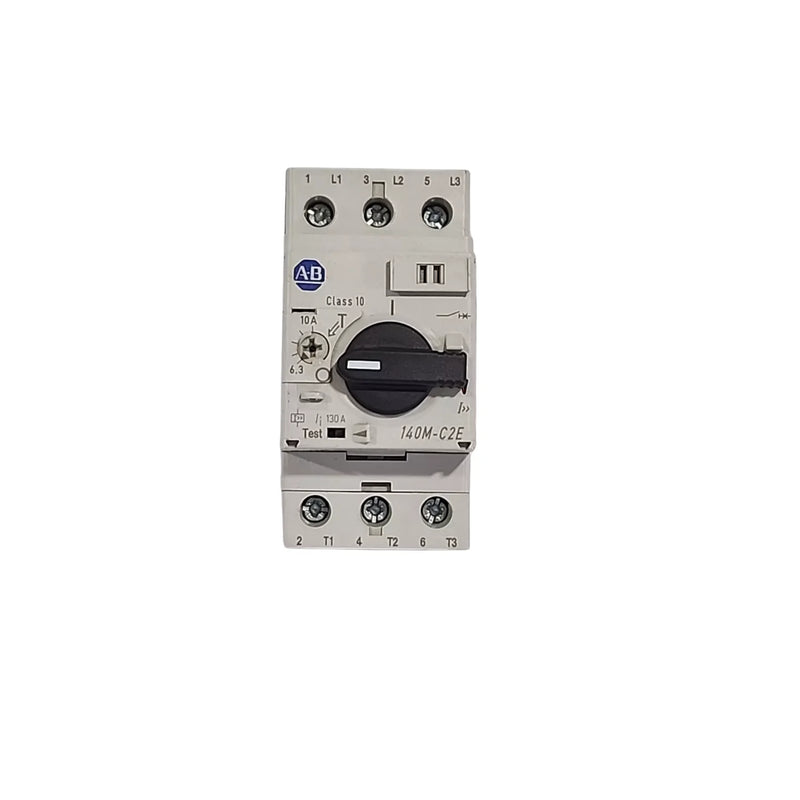 Disjuntor de proteção de motor Allen-Bradley 140M-C2E-C10 com ajuste térmico de 6,3 a 10A.
