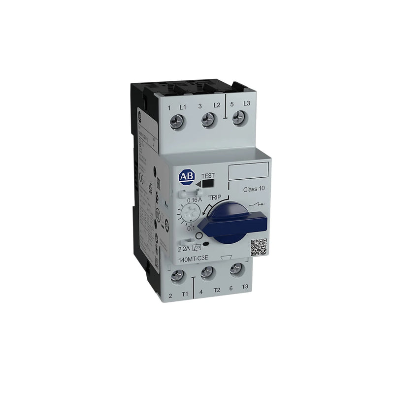 Disjuntor Allen-Bradley 140MT-C3E-B10 para proteção de motores em aplicações industriais e de automação.