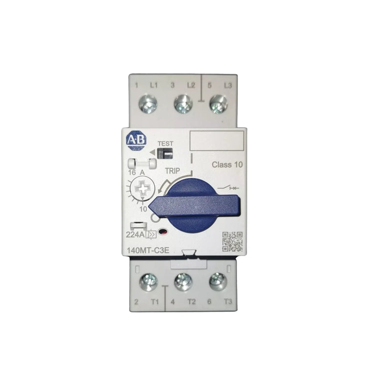 Disjuntor de proteção de motor Allen-Bradley modelo 140MT-C3E-C16 para aplicações industriais com montagem em trilho DIN.