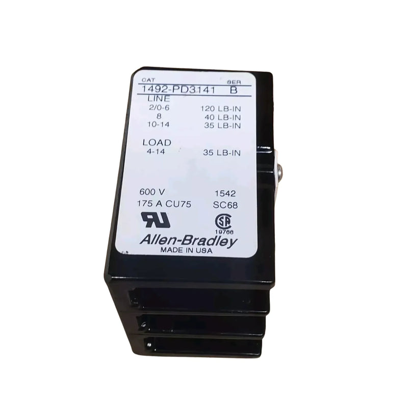 Bloco de Distribuição Allen-Bradley 1492-PD3141 com 3 pólos, conector de alumínio, ideal para sistemas de energia industrial.