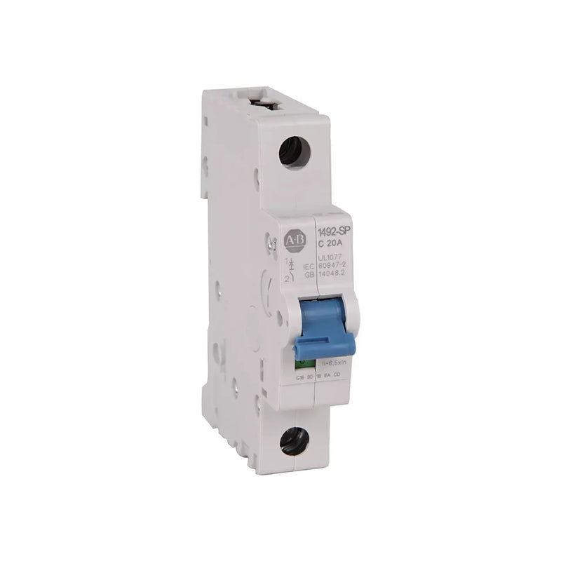 Protetor Allen-Bradley 1492-SPM1C200 para circuitos industriais com montagem em trilho DIN.