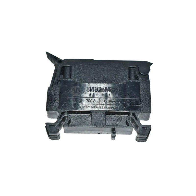 Bloco de terminais fusível Allen-Bradley 1492-WFB424 com conexão de parafuso e LED vermelho para proteção industrial segura.