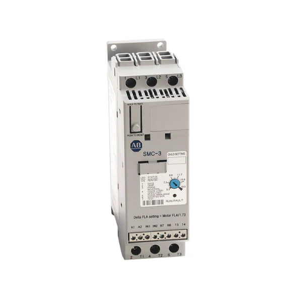 Controlador Allen-Bradley 150-C37NBD, funções de partida suave, proteção contra sobrecarga, ideal para aplicações industriais.