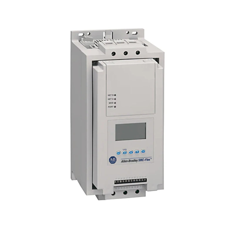 Controlador Allen-Bradley 150-F60NBD para partida suave de motores industriais, garantindo operação eficiente e controle seguro