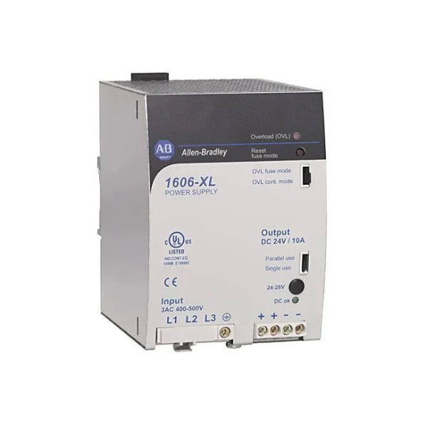 Fonte Allen-Bradley 1606-XL240E-3, 240W, 24VDC, entrada trifásica, montagem em trilho DIN para automação industrial