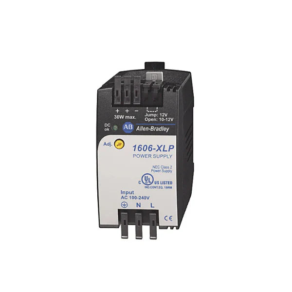 Fonte de alimentação compacta Allen-Bradley 1606-XLP30B, 10-12V DC, 30W, eficiente, pronta entrega nos EUA.
