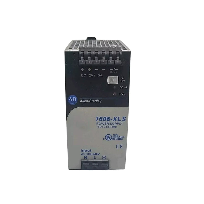 Fonte de alimentação Allen-Bradley 1606-XLS180B, 180W, saída 24V DC, para sistemas de controle industrial.