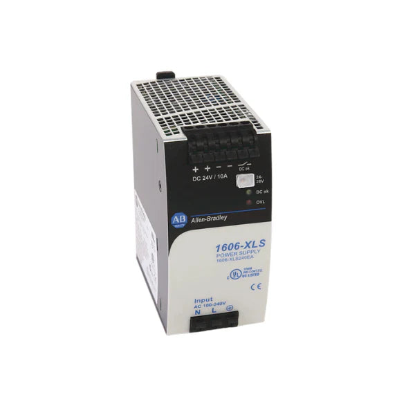 Fonte de Alimentação 1606-XLS240E Allen Bradley 24V DC 10A. Alta eficiência e proteção para sistemas industriais.