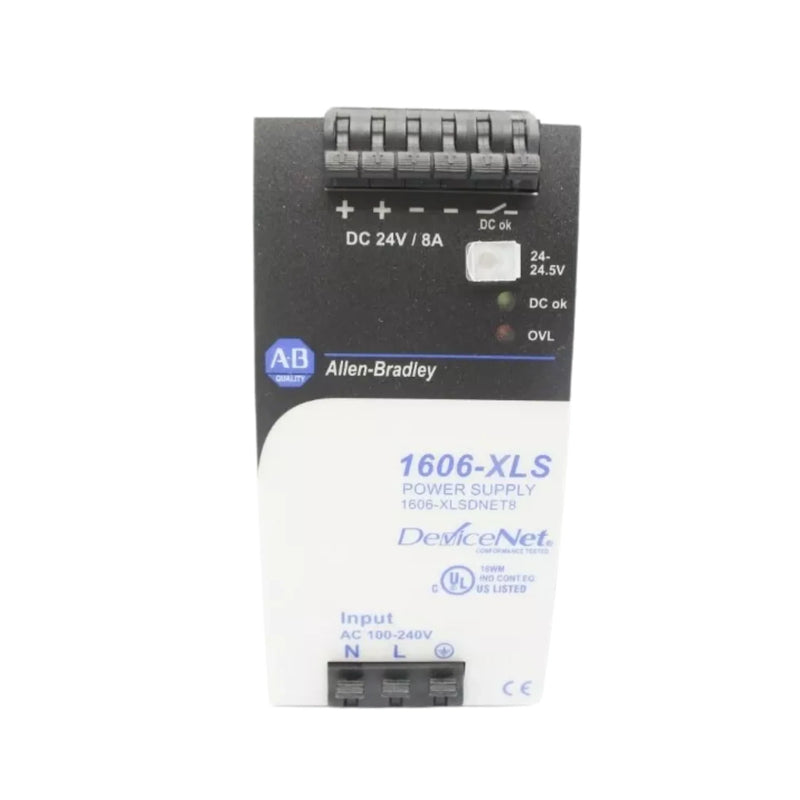 Fonte 1606-XLSDNET8 Allen-Bradley, otimizada para redes DeviceNet, alta eficiência em aplicações industriais.