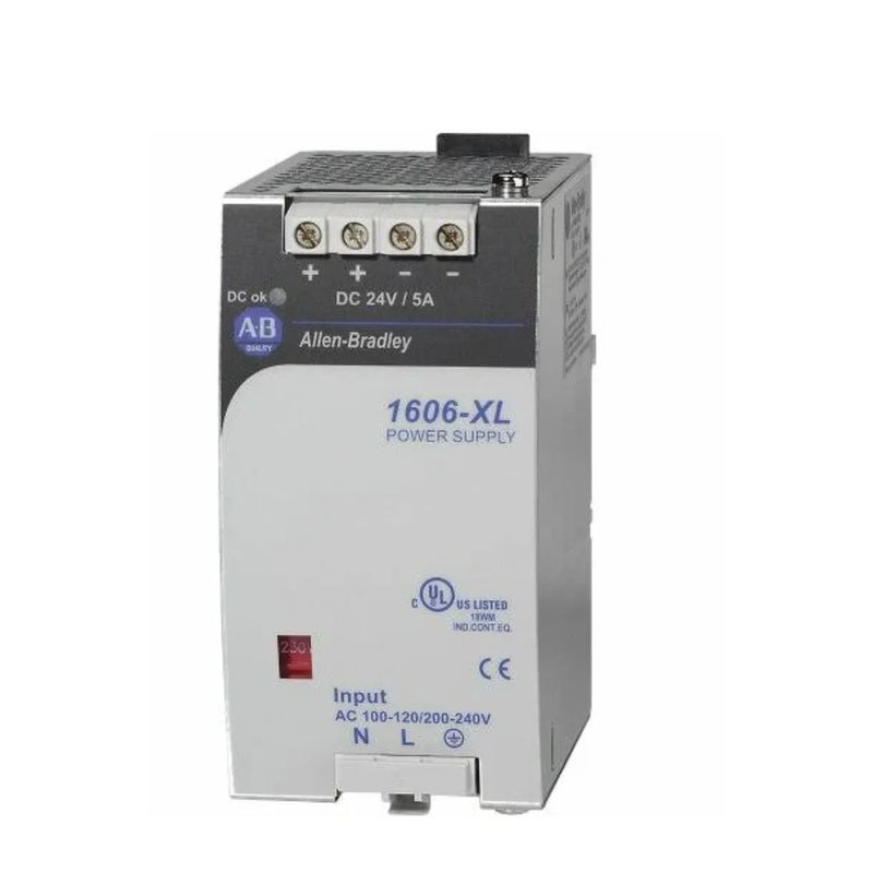 Fonte Allen-Bradley 1606-XL120D, 120W, 24V DC, montagem em trilho DIN, ideal para automação industrial, alta eficiência.
