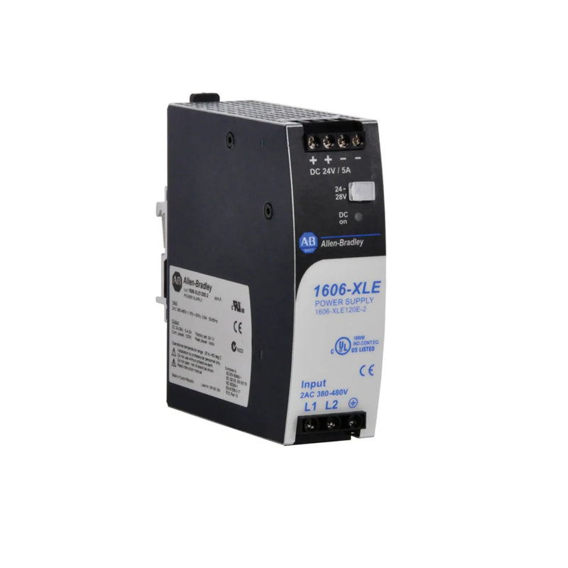 Fonte 1606-XLE120E-2, saída 24-28V DC ajustável, 5A, 120W, entrada monofásica 380-480V CA.