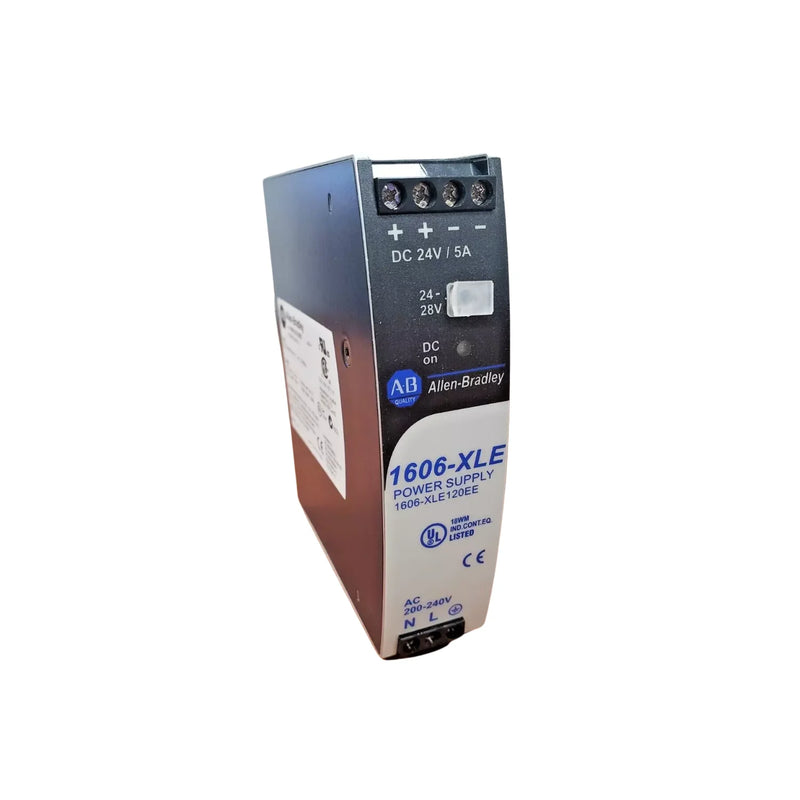Fonte de alimentação Allen-Bradley, 24-28V DC, 5A, 120W, entrada AC monofásica, eficiente e compacta para automação.