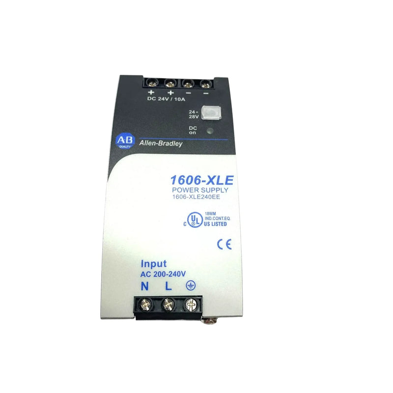 Fonte de alimentação compacta Allen-Bradley 1606-XLE240EE, 240W, 24V DC, eficiência para automação industrial.