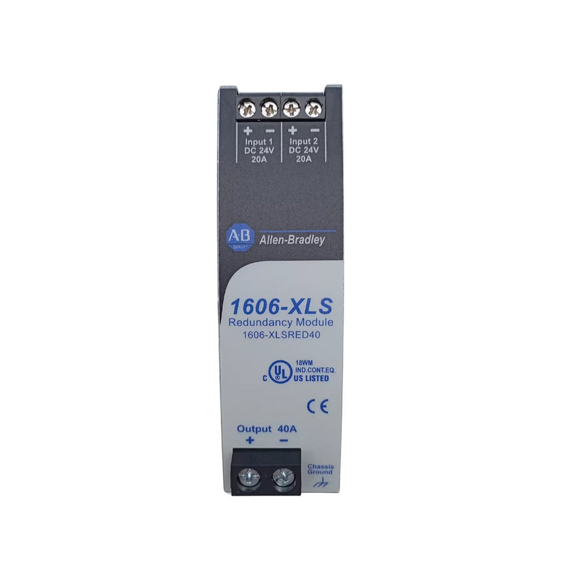 Módulo de Redundância Allen-Bradley 1606-XLSRED40, 24-28V DC, 40A, trilho DIN para automação industrial.