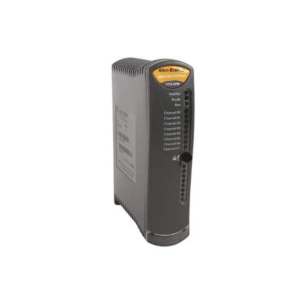 Módulo de saída analógica Allen-Bradley 1715-OF8I com 8 pontos isolados, ideal para sistemas I/O redundantes.