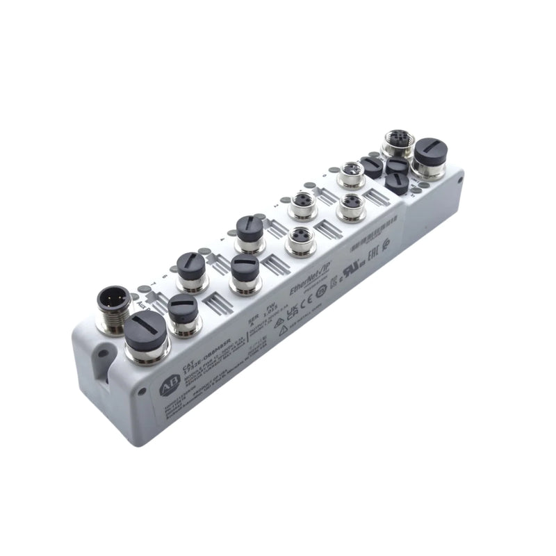 Módulo I/O Allen-Bradley 1732E-OB8M8SR, 8 saídas, Ethernet/IP, ArmorBlock, controle de automação industrial.