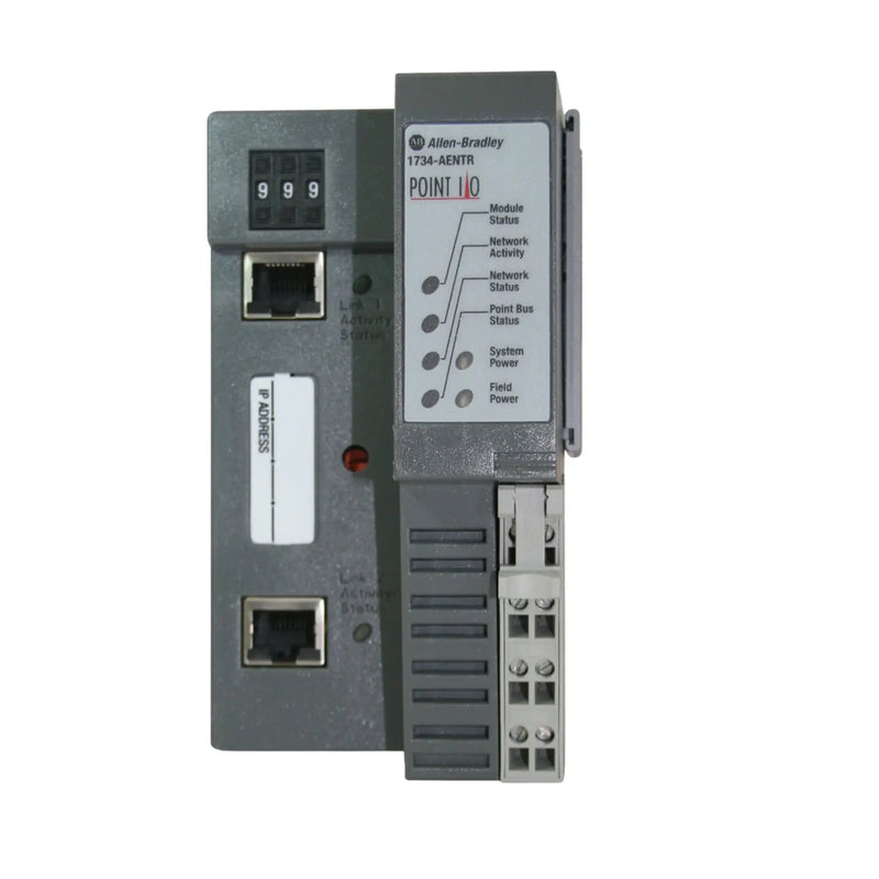 Adaptador Ethernet 1734-AENTR da Allen-Bradley, suporte para controle distribuído e rede de alta velocidade.