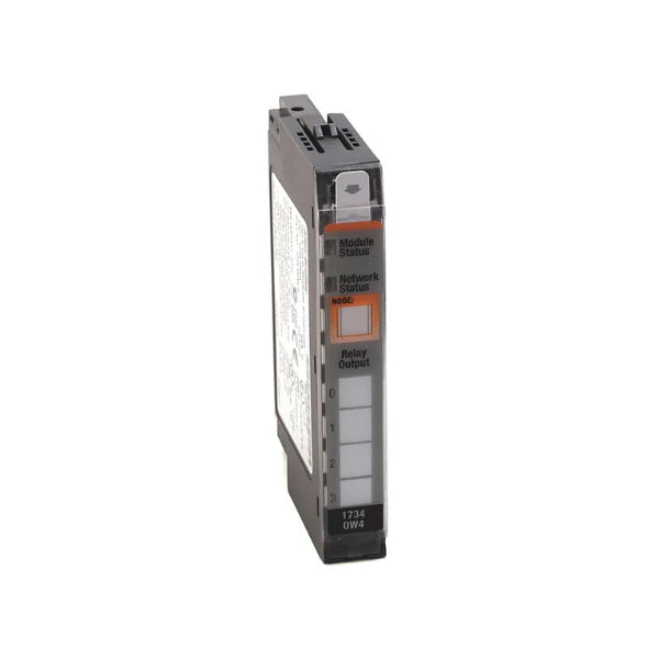 Módulo de saída de relé Point I/O Allen-Bradley 1734-OW4, 4 canais, controle confiável de cargas AC/DC em sistemas compactos.