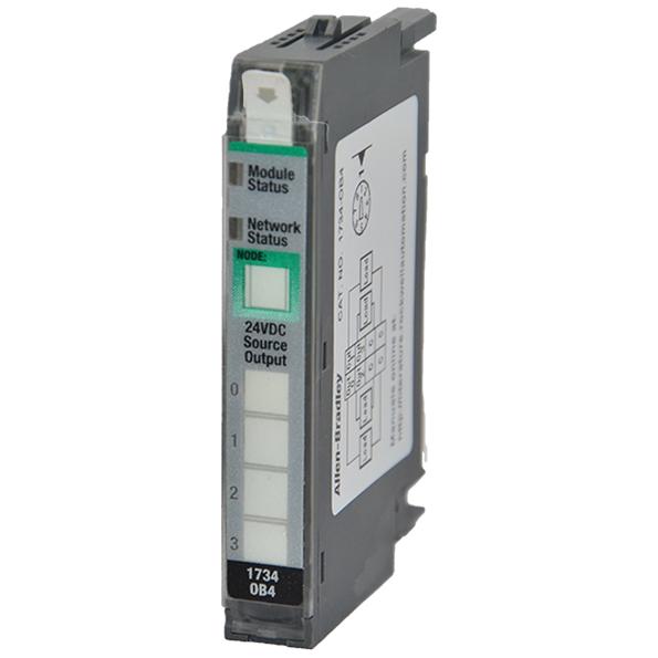 Módulo de saída digital 1734-OB4, 4-pontos, 24V DC, Allen-Bradley, compacto, modular para controle distribuído.