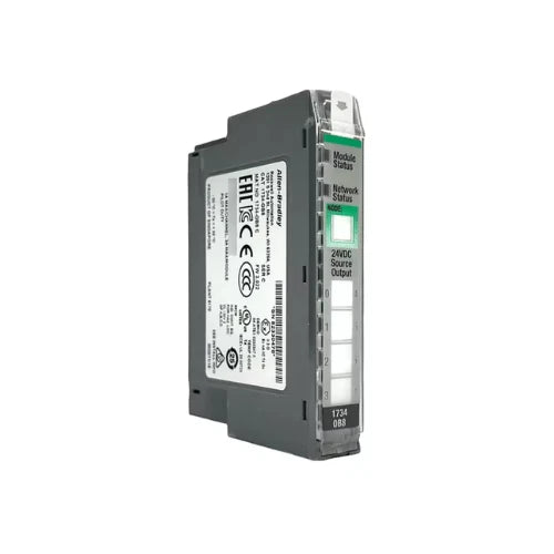 Módulo de saída 1734-OB8 com 8 canais de 24V DC para aplicações de automação.