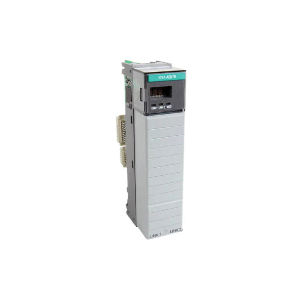 Adaptador Ethernet Allen-Bradley 1747-AENTR, compatível com sistemas de automação industrial SLC 500 e redes Ethernet/IP.