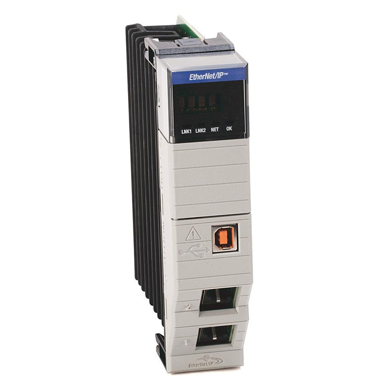 Módulo Allen-Bradley 1756-EN3TR ControlLogix Ethernet/IP, dois portos, para comunicação em rede industrial de alta velocidade.