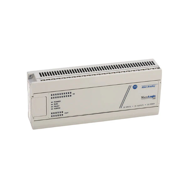 PLC MicroLogix 1000 com 32 I/O, fonte 24V DC, comunicação RS-232 e memória EEPROM.
