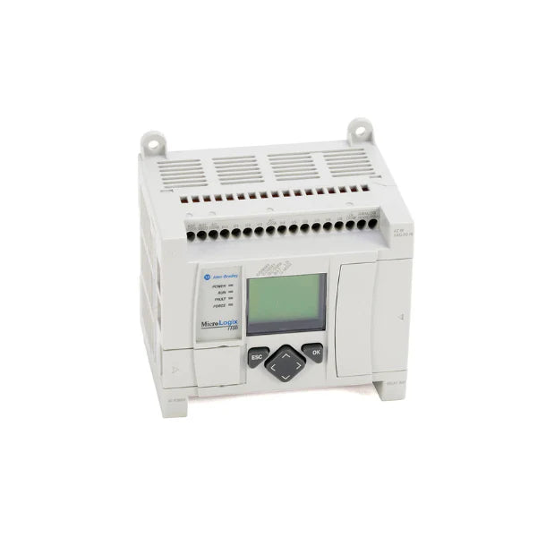 Controlador Allen-Bradley 1763-L16AWA MicroLogix 1100 com Ethernet embutido para automação de pequenas aplicações.