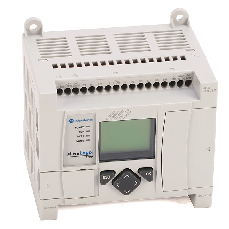 PLC Allen-Bradley 1763-L16BWA, entrada 120V AC, saída de relé, para controle compacto de automação industrial.