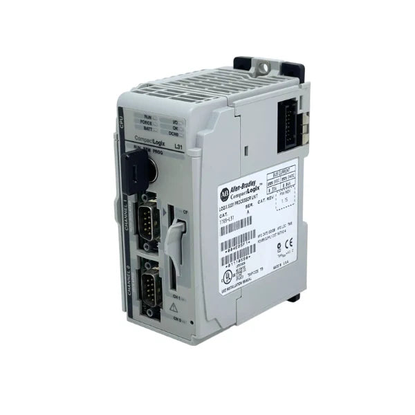Controlador Allen-Bradley 1769-L31: 512 KB, portas RS-232, compacto e robusto, ideal para automação de médio porte.
