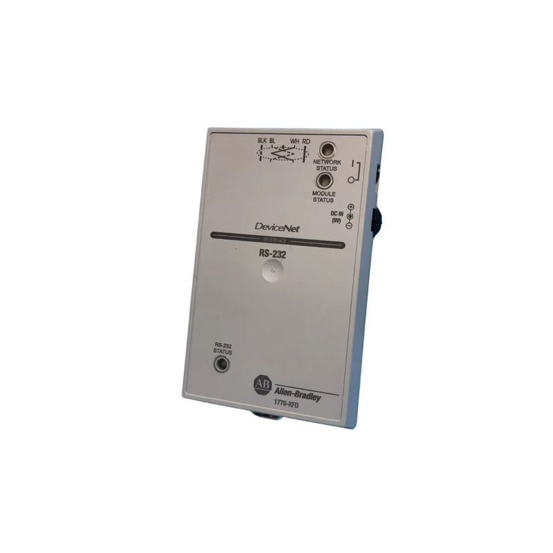 Imagem do Adaptador RS-232 DeviceNet Allen-Bradley 1770-KFD para conexão eficaz e suporte a várias taxas de comunicação.