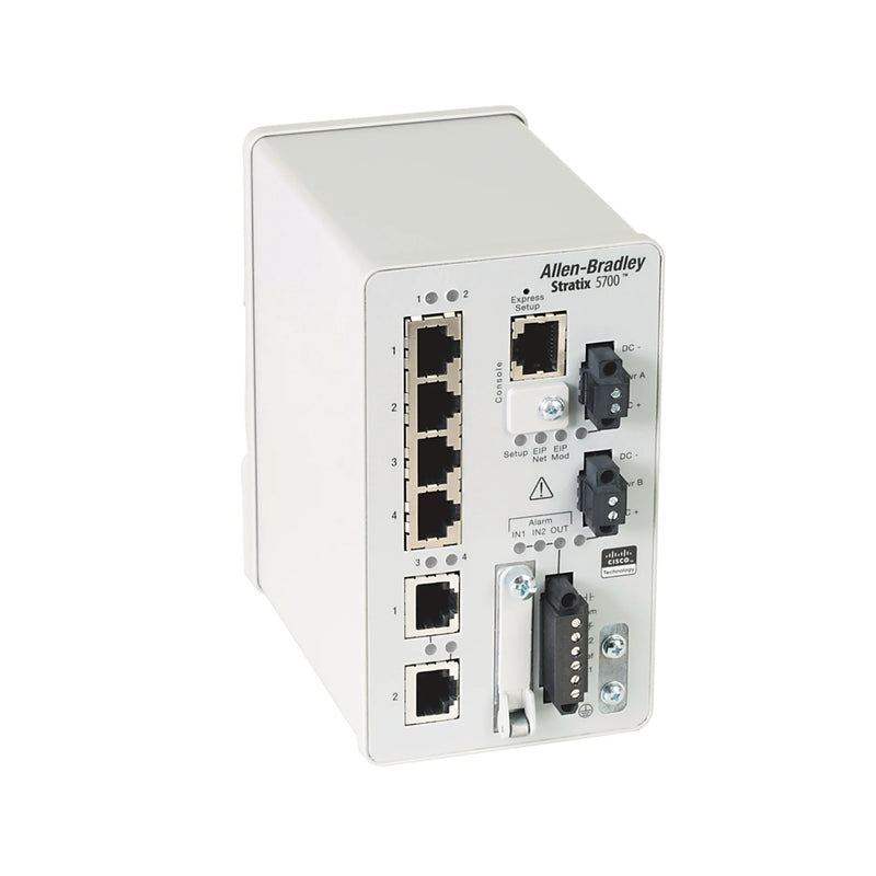 Switch Ethernet gerenciado Allen-Bradley 1783-BMS06TGA, 6+2 portas, montagem DIN