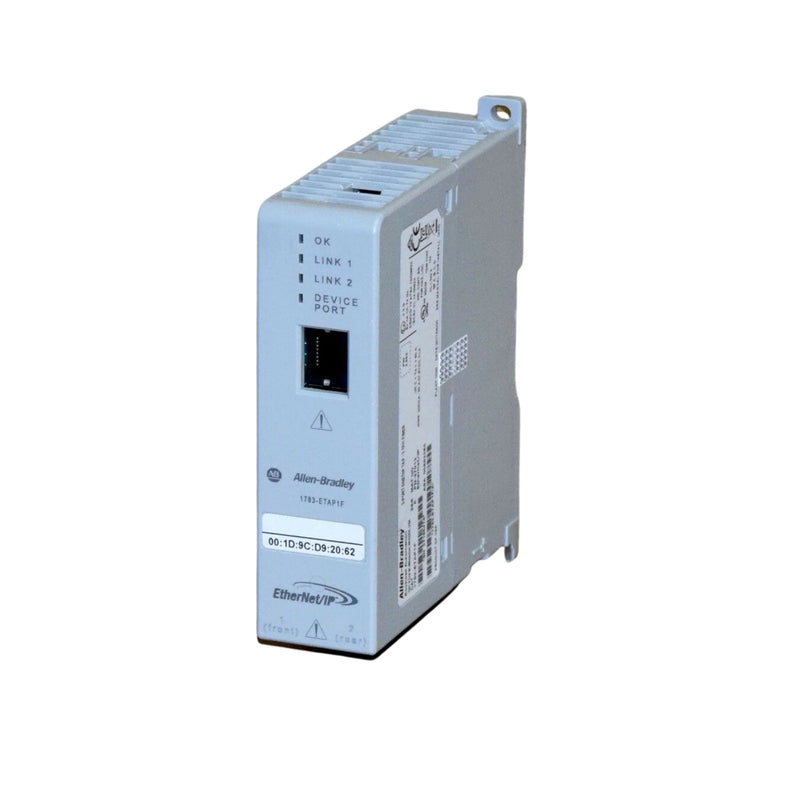 Módulo tap EtherNet/IP Allen-Bradley 1783-ETAP1F, 1 porta fibra, para comunicação confiável em automação industrial.