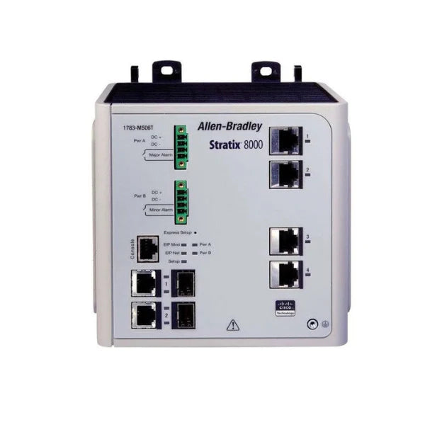 Switch Ethernet industrial Allen-Bradley 1783-MS06T Stratix 8000 gerenciável Layer 2 com 6 portas