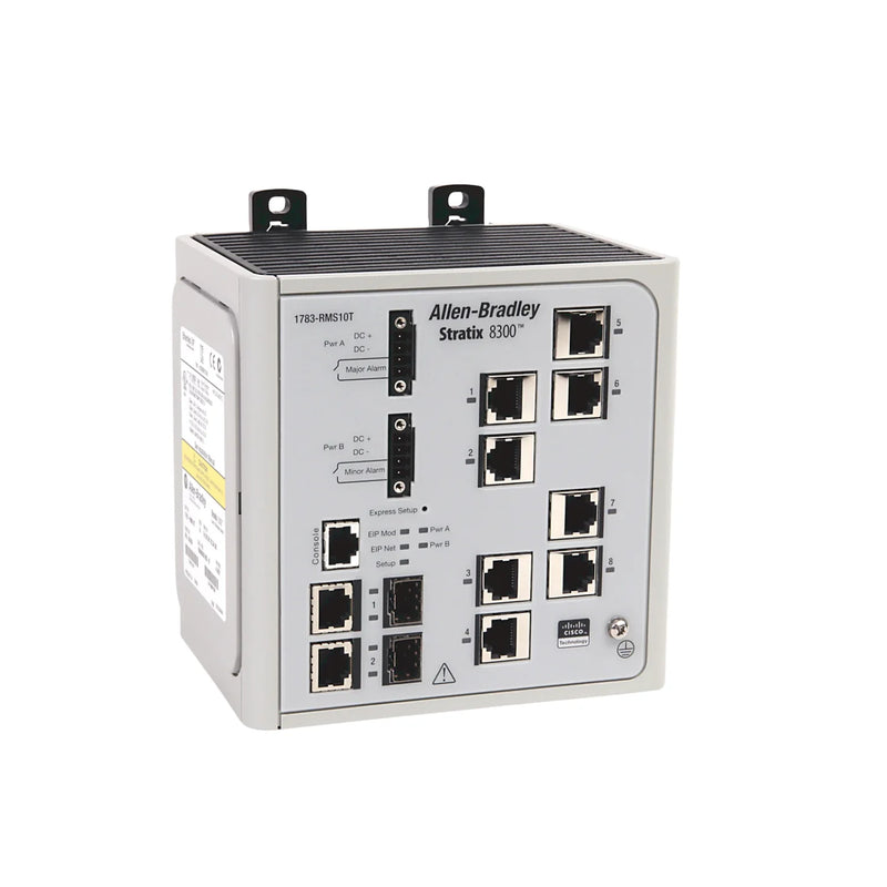 Switch Ethernet Allen-Bradley 1783-RMS10T Stratix 8300 para automação industrial e redes empresariais.