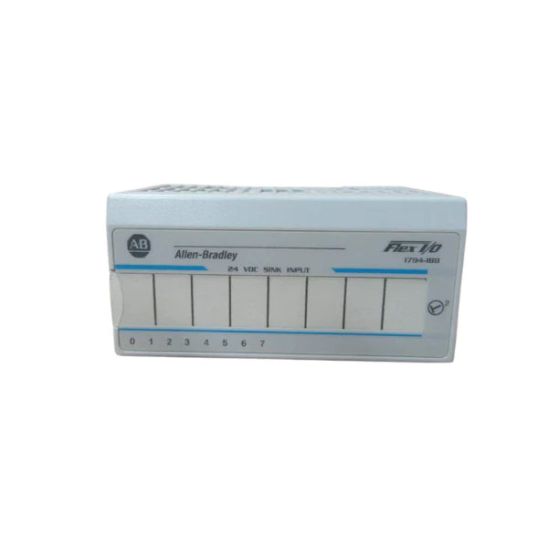 Módulo de entrada digital de 8 pontos para sistemas FLEX I/O, compatível com 24V CC e design compacto.