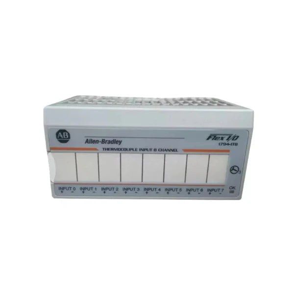 Entrada analógica Allen-Bradley 1794-IT8 para Flex I/O, ideal para controle industrial de temperatura precisa.