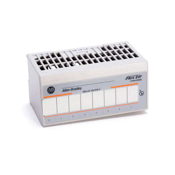 Módulo de saída digital Allen-Bradley 1794-OW8, 8 pontos, 24V DC, automação industrial e controle de sinais.