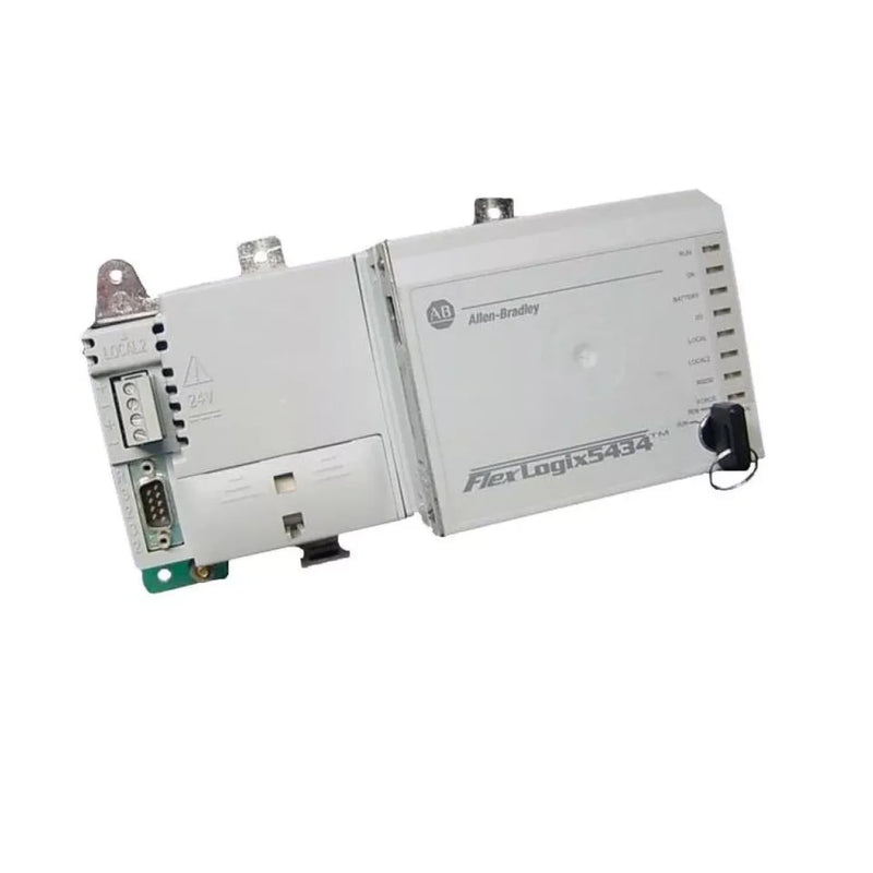 Allen-Bradley 1794-L34, controlador industrial FlexLogix, memória 512KB, fonte 24V DC, RS-232, conectividade flexível.
