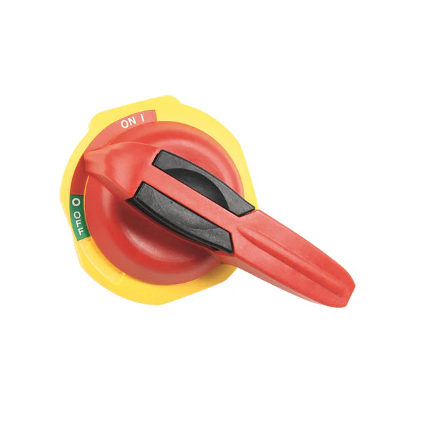 Manopla de interruptor 194R-PY, trancável, vermelha/amarela, para procedimentos de bloqueio seguro.
