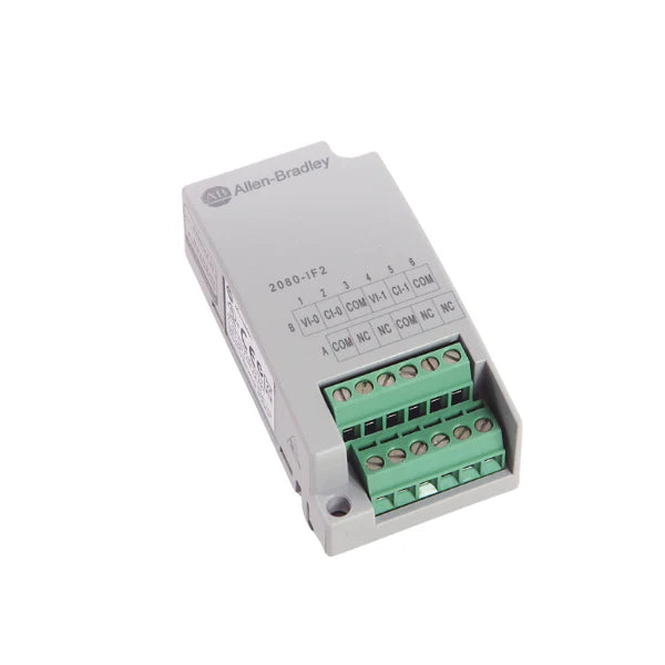 Módulo Allen-Bradley 2080-IF2 com 2 canais analógicos para PLC Micro830, entrada fácil e precisão em sinais de monitoramento.